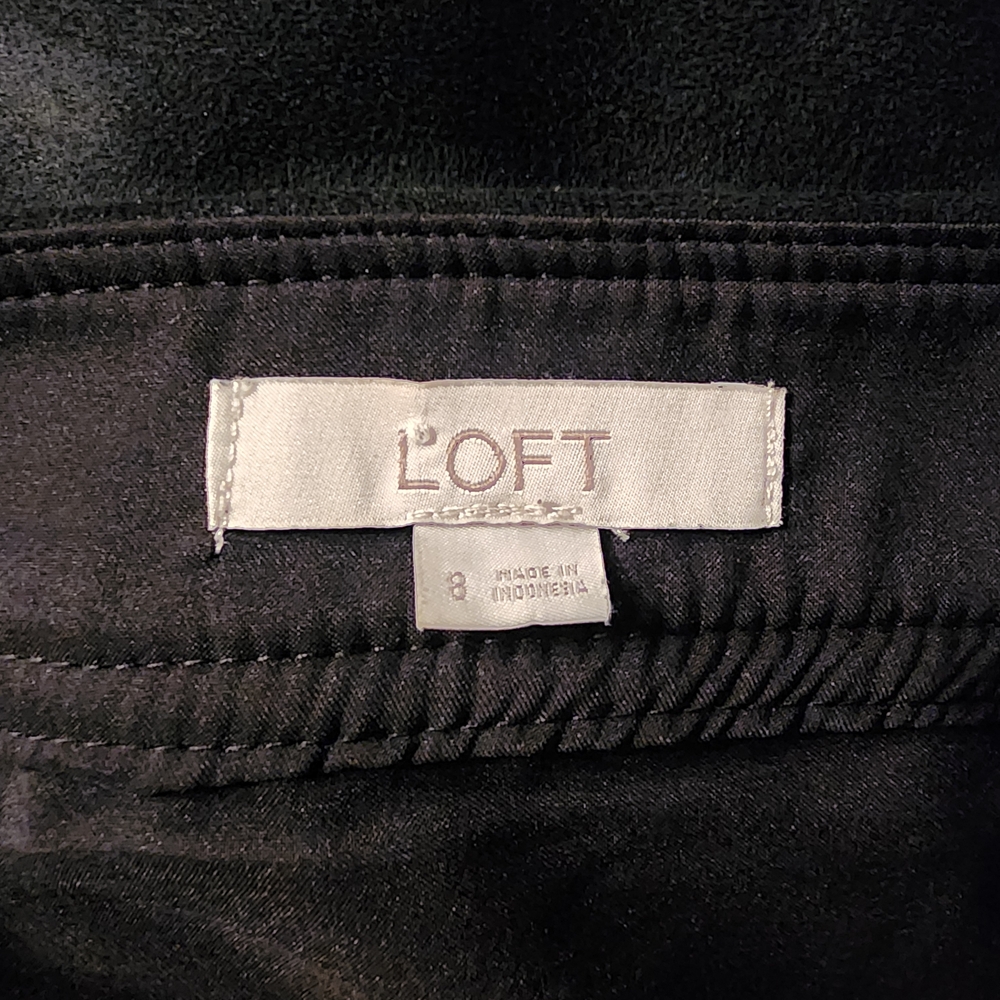 Loft Black Button-Front A-Line Faux Suede Skirt - Picture 4 of 4